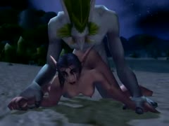 Cartoon beastiality: a pervert couple having sex outside at night